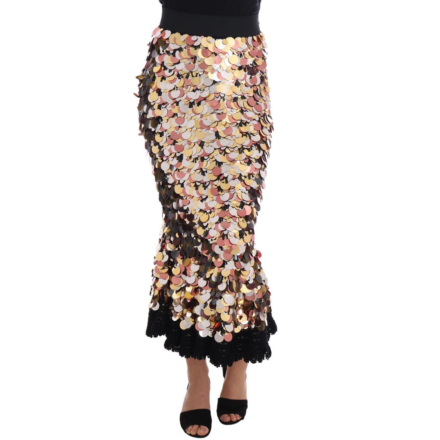 Sequin Embellished High-Waist Pencil Skirt