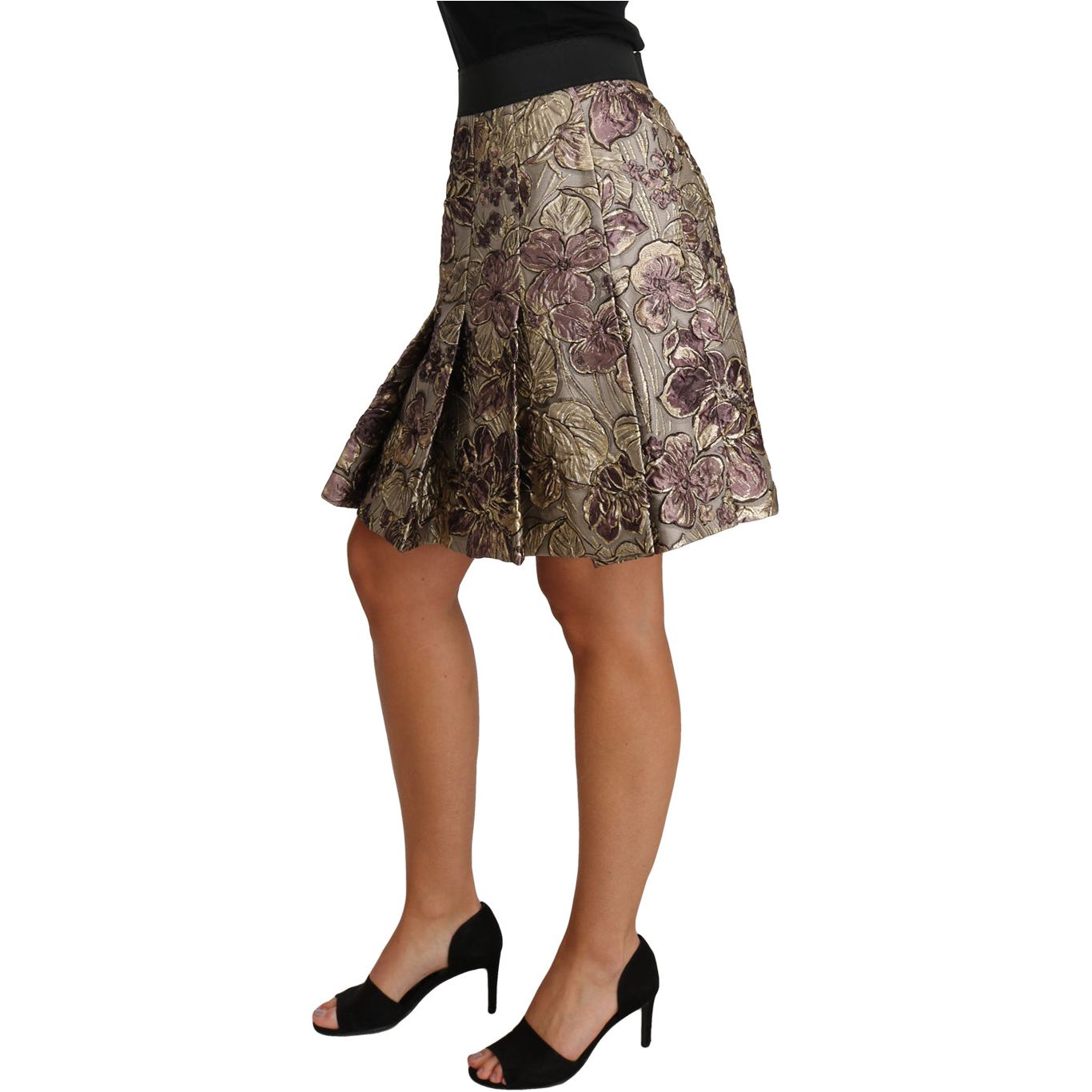 Floral Jacquard A-Line Skirt Delight