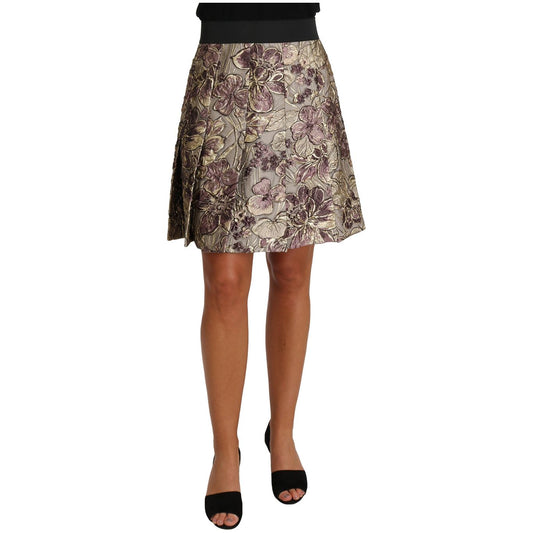 Floral Jacquard A-Line Skirt Delight