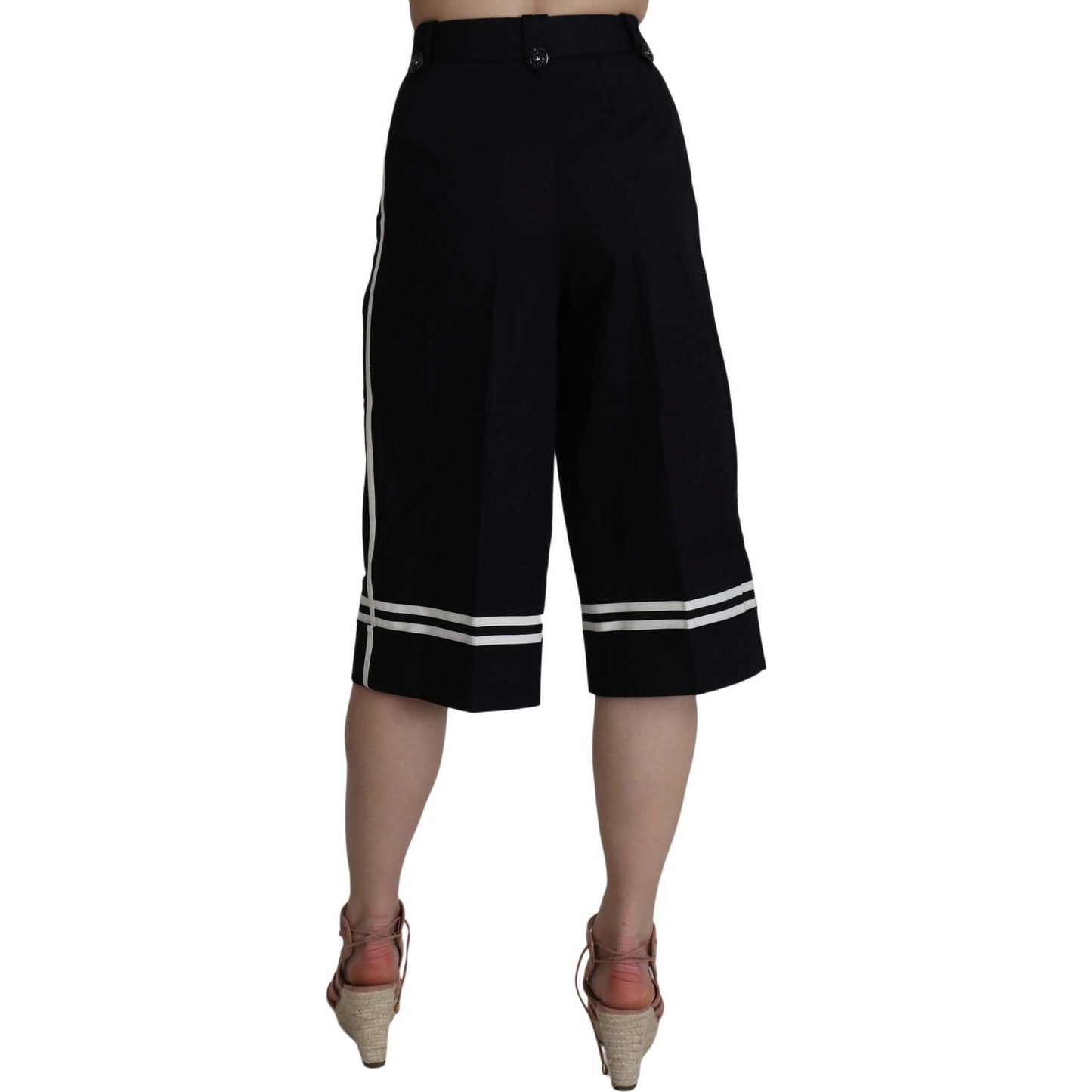 Elegant High Waist Black Cotton Pants