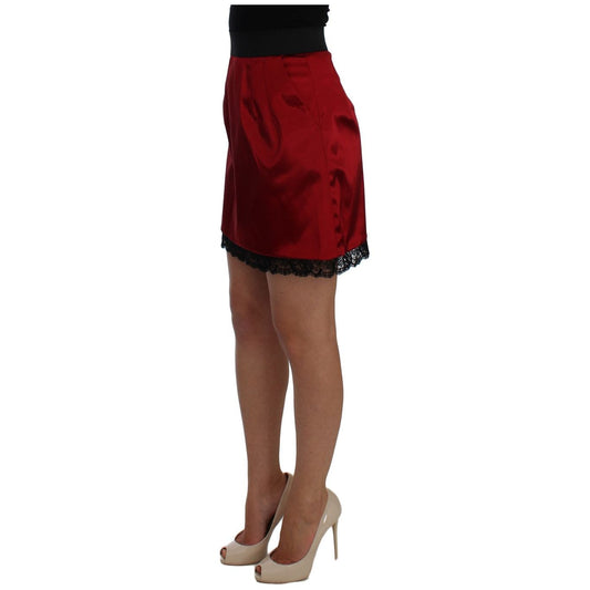 Elegant Red Lace High-Waist Skirt