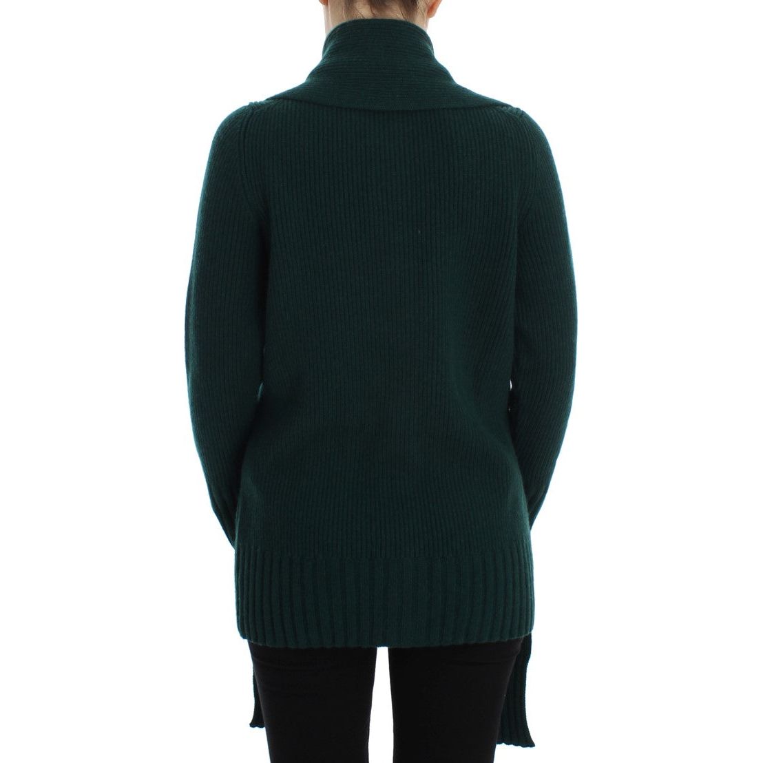 Elegant Green Cashmere Cardigan Sweater