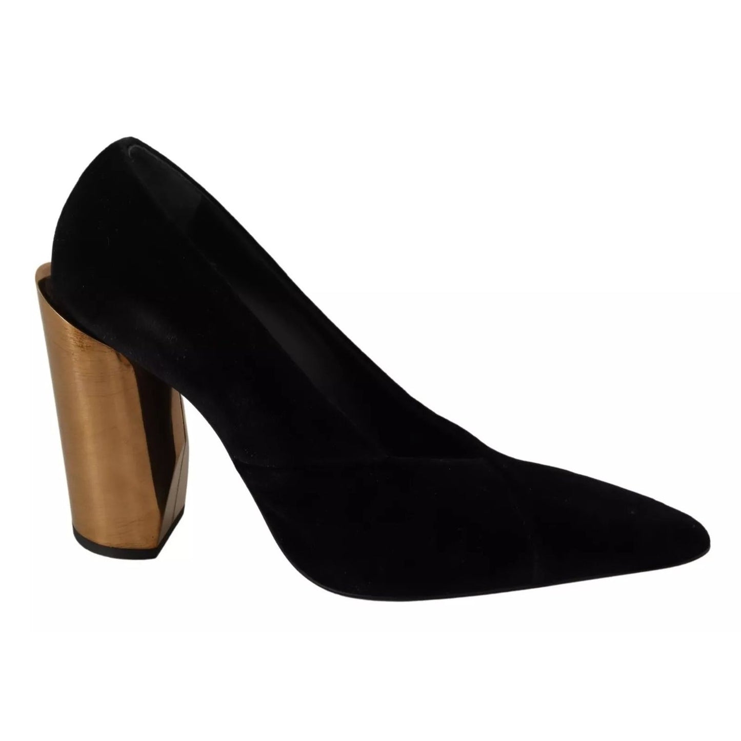 Jil Sander Black Leather Suede Block Heels Pumps Shoes
