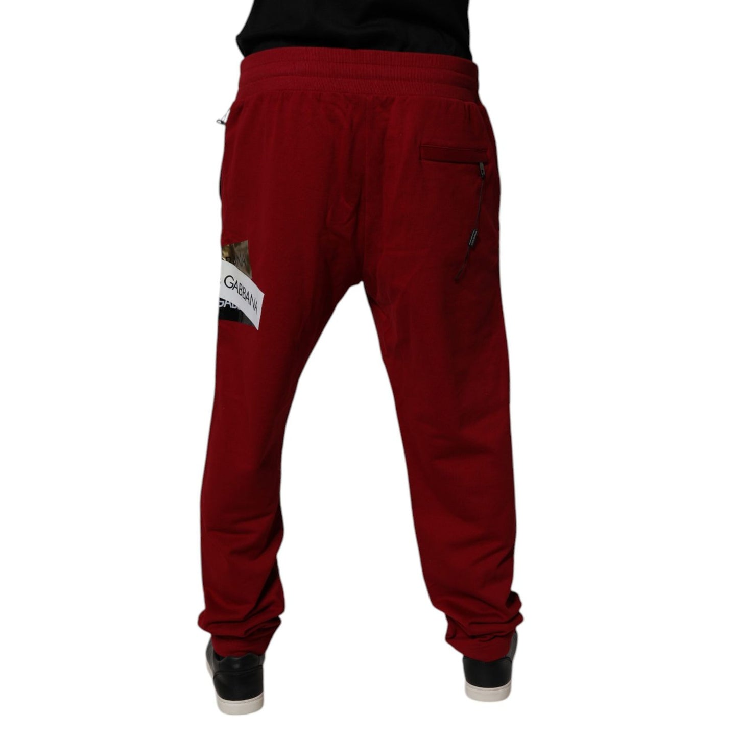 Dolce & Gabbana Red Logo Tape Cotton Jogger Sweatpants Pants