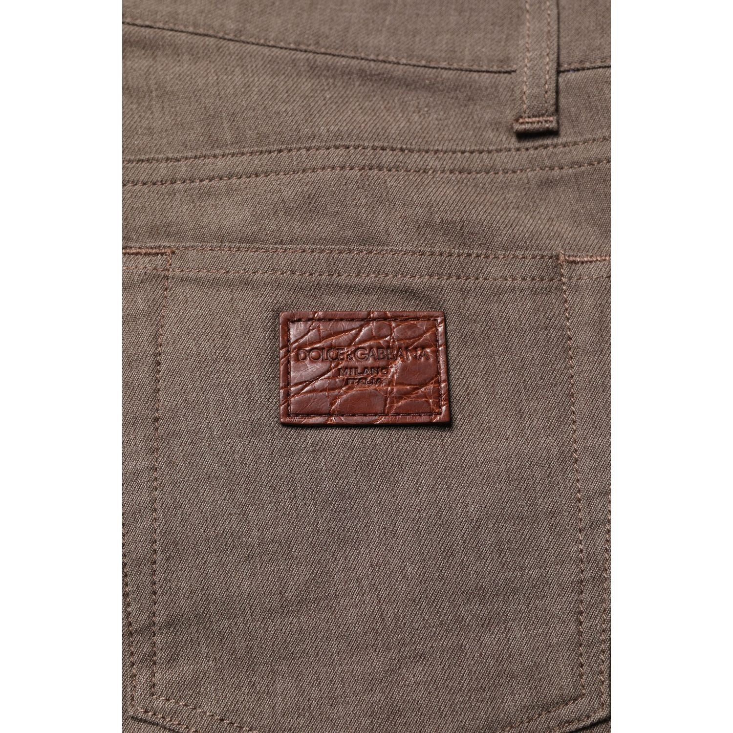 Dolce & Gabbana Brown Cotton Stretch Chino Pants