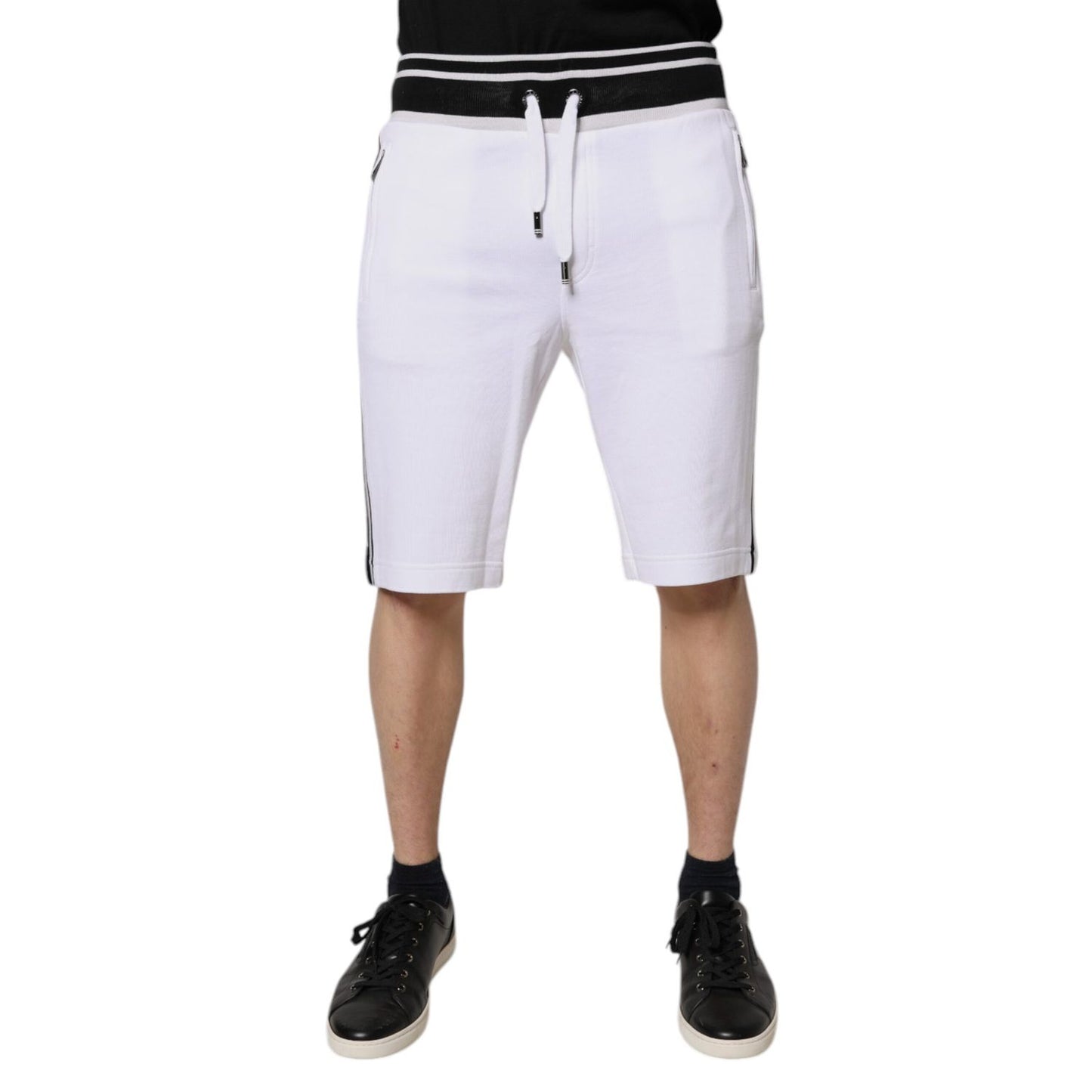 Dolce & Gabbana White King Cotton Bermuda Sweatshorts Shorts