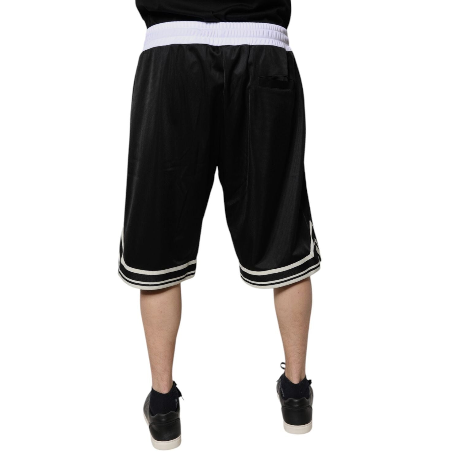 Dolce & Gabbana Black White Men Bermuda Sweatshorts Shorts