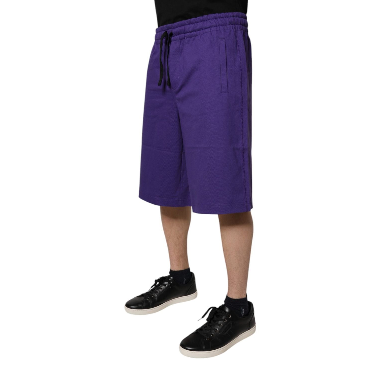 Dolce & Gabbana Purple Cotton Men Bermuda Sweatshorts Shorts