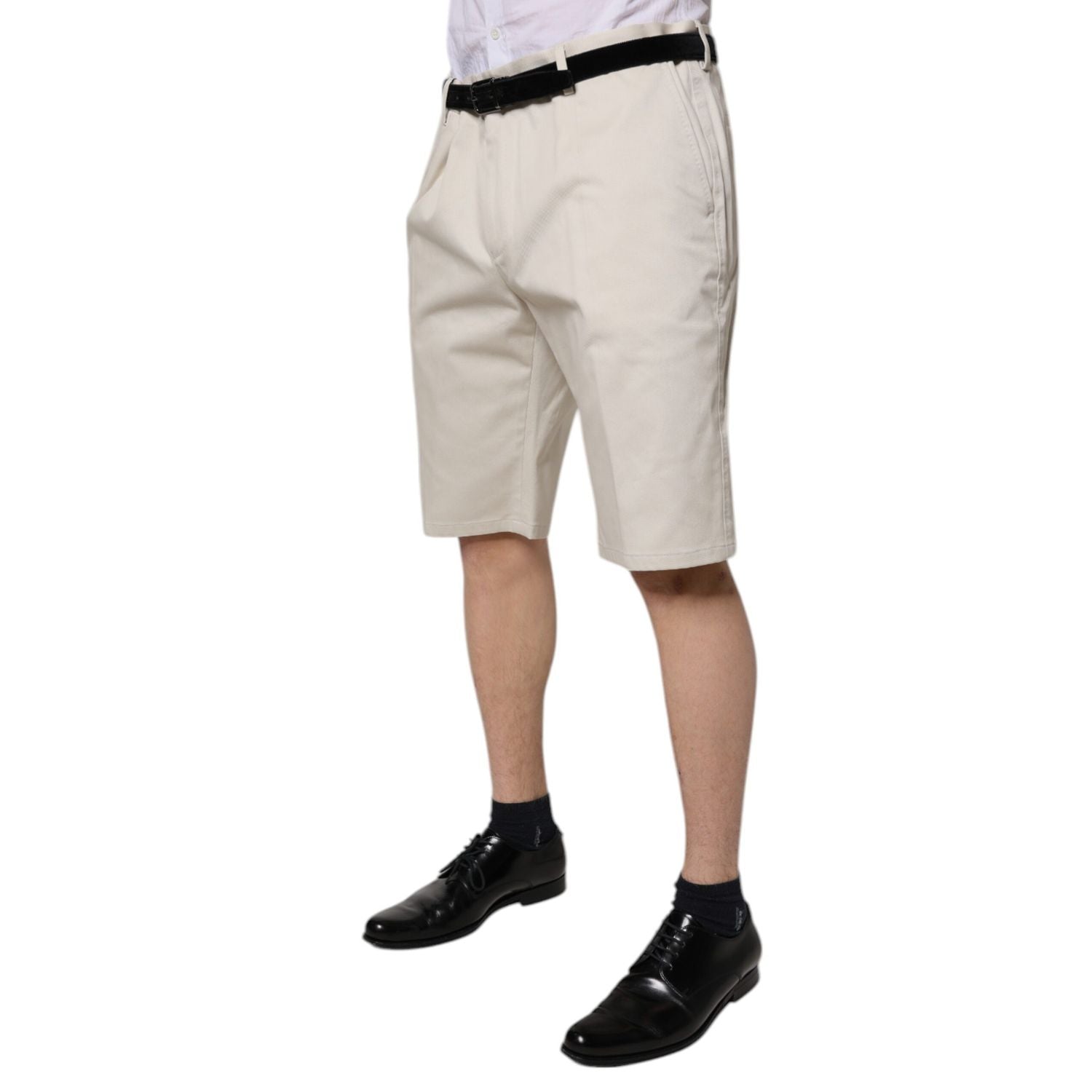Dolce & Gabbana Beige Cotton Stretch Mid Waist Bermuda Shorts