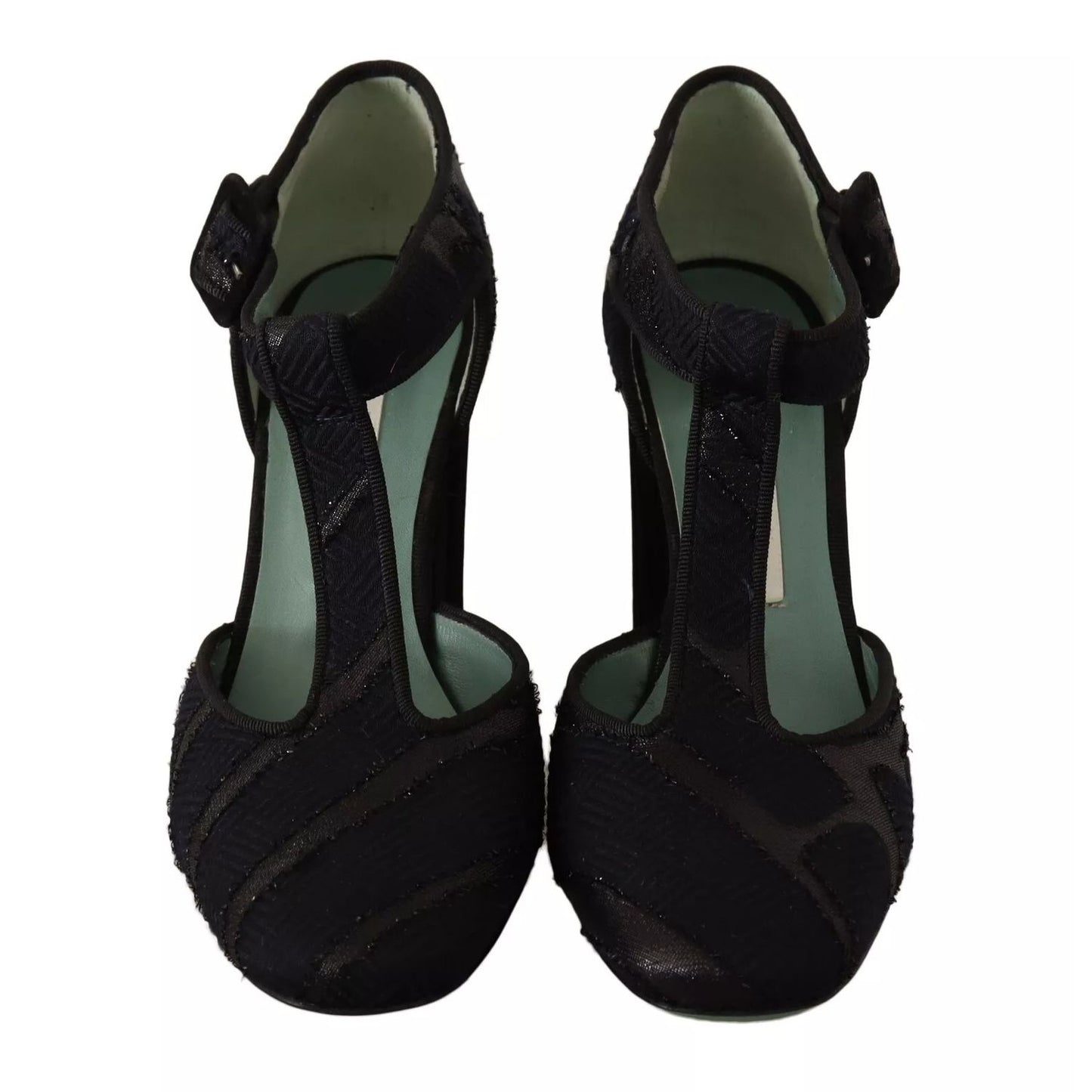 Paola D'Arcano Black Suede Leather Block Heels Sandals Shoes Paola D'Arcano