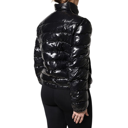 Dolce & Gabbana Black Logo Plaque Full Zip Puffer Jacket