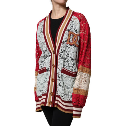 Dolce & Gabbana Multicolor Floral Lace Cardigan Sweater