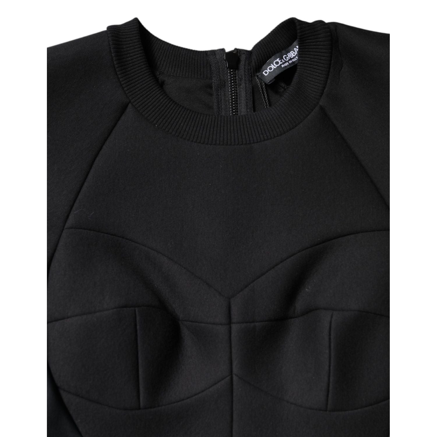 Dolce & Gabbana Black Cotton Long Sleeves A-line Mini Dress