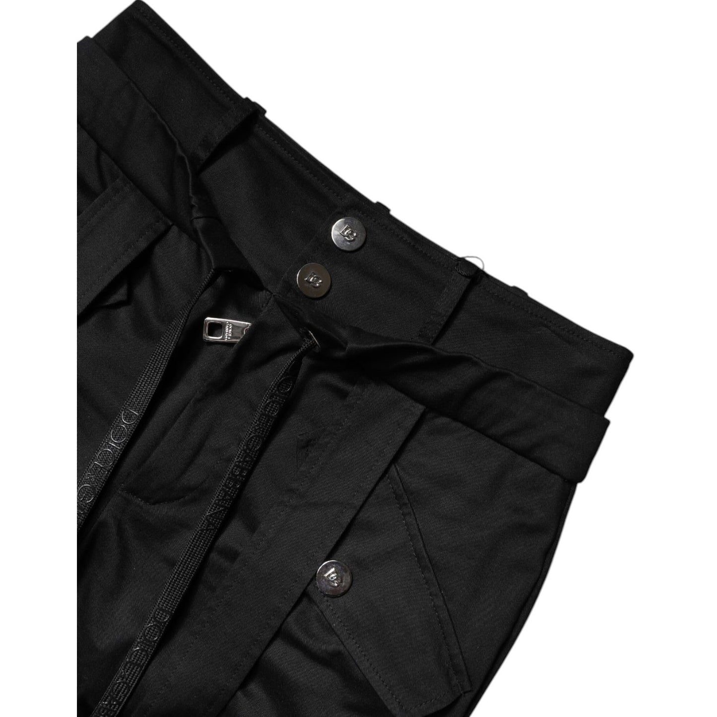 Dolce & Gabbana Black Cotton High Waist Cargo Pants