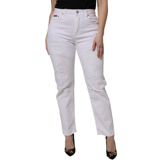 Dolce & Gabbana White Cotton High Waist Skinny Denim Jeans Dolce & Gabbana