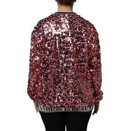 Dolce & Gabbana Pink DG Queen Sequin Pullover Sweater