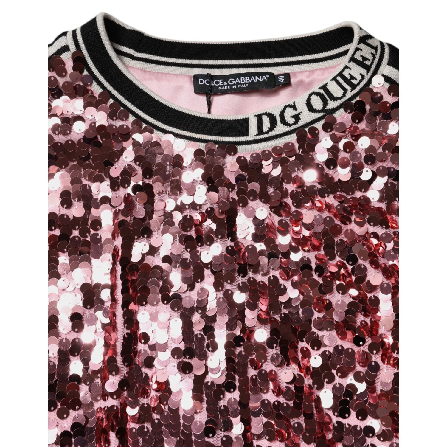 Dolce & Gabbana Pink DG Queen Sequin Pullover Sweater