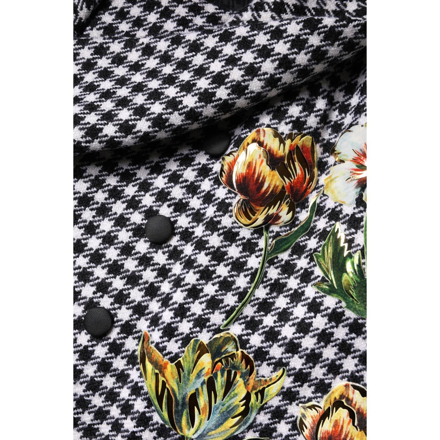 Dolce & Gabbana Black White Monochrome Patterned Floral Cape Jacket