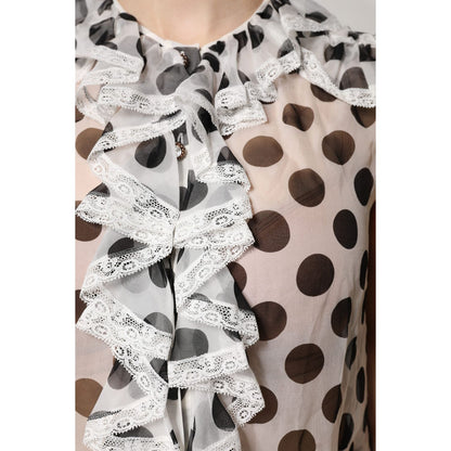 Dolce & Gabbana White Black Polka Dot Cotton Sleeveless Top