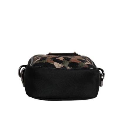 Dolce & Gabbana Multicolor Leopard Jacquard Logo Plaque Neck Strap Bag