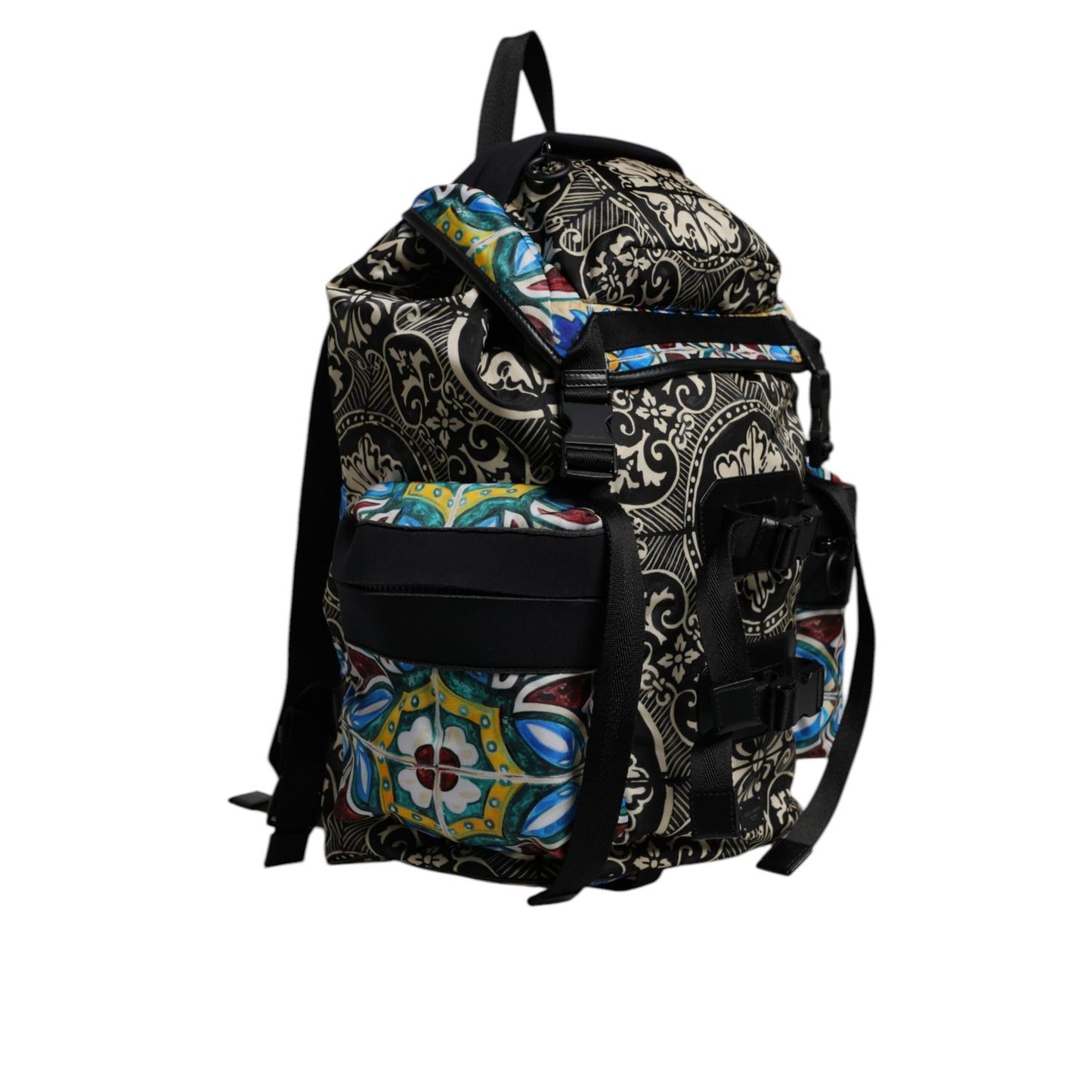 Dolce & Gabbana Multicolor Maiolica Print Nylon Backpack Bag