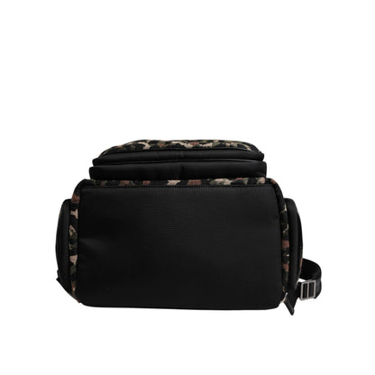 Dolce & Gabbana Multicolor Leopard Print DG Logo Plaque Men Backpack Bag