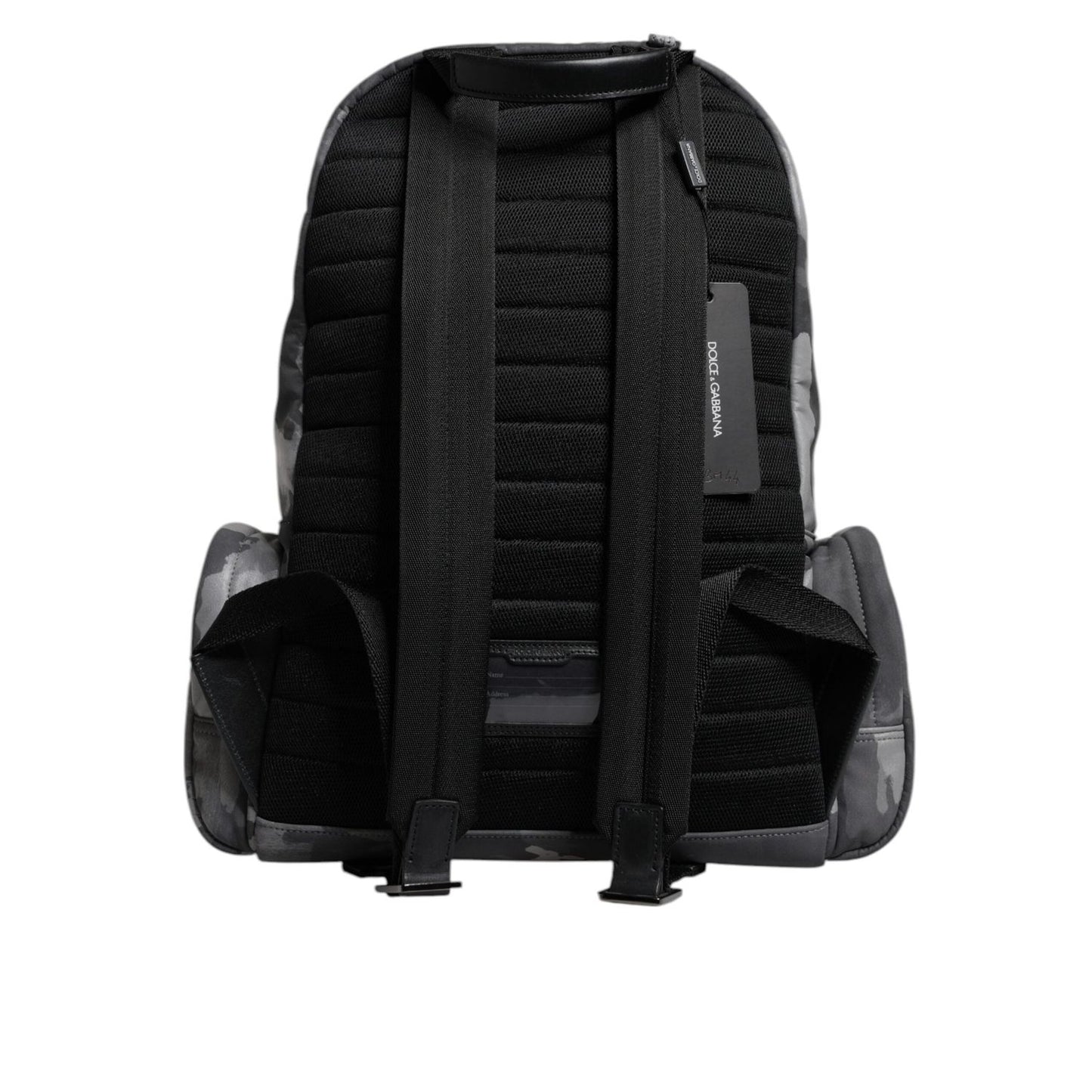 Dolce & Gabbana Gray Cotton Camouflage Logo Plaque Backpack Bag