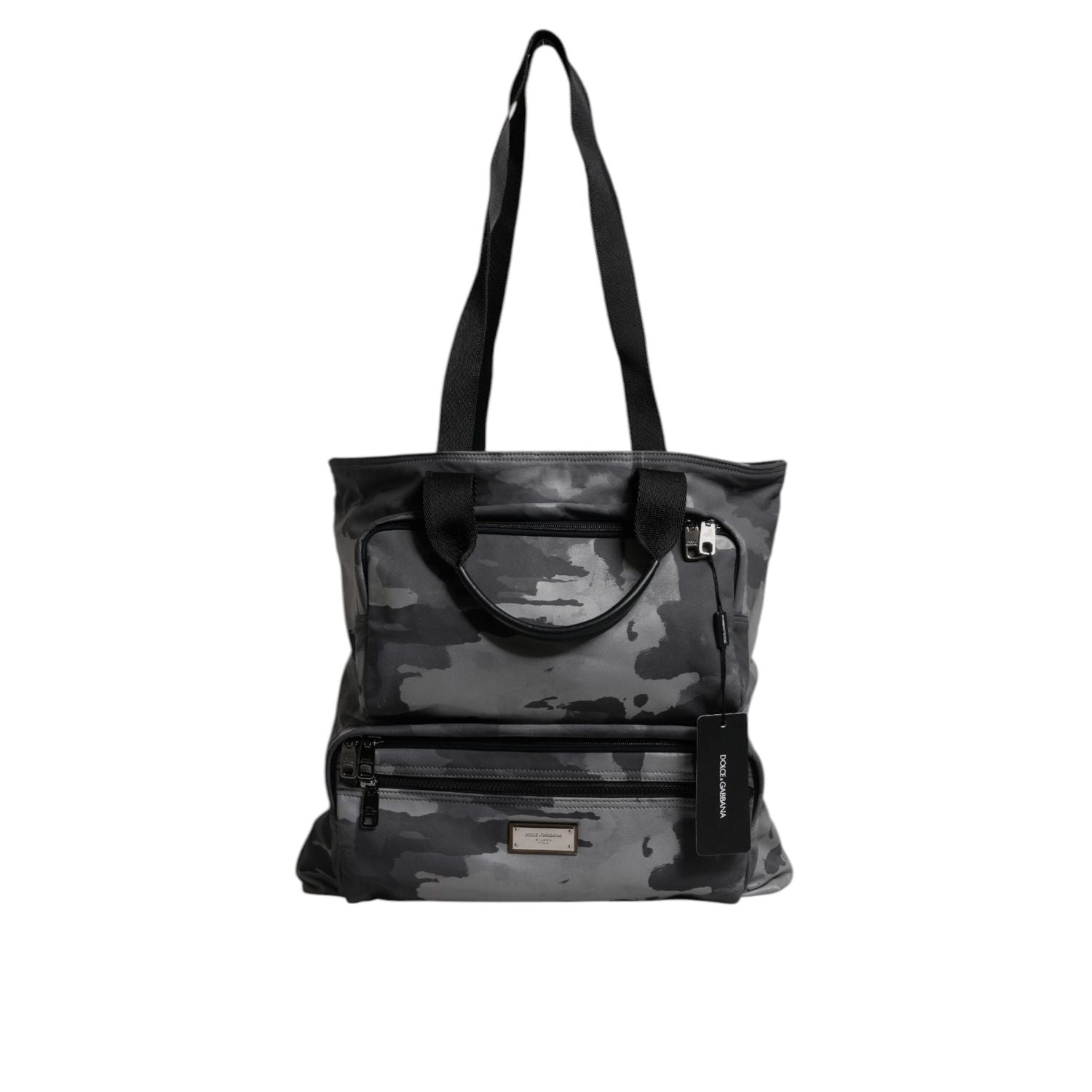 Dolce & Gabbana Black Camouflage Shoulder Strap Logo Plaque Bag