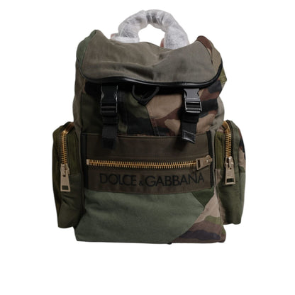 Dolce & Gabbana Military Green Patchwork Travel Backpack Bag