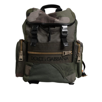 Dolce & Gabbana Military Green Patchwork Travel Backpack Bag