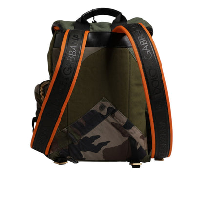 Dolce & Gabbana Military Green Patchwork School Backpack Bag