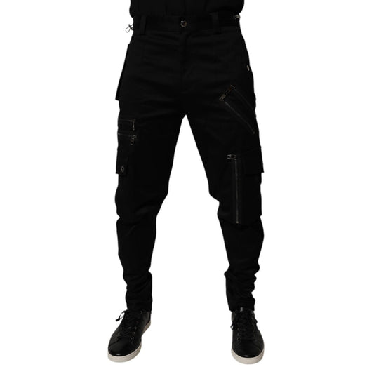 Dolce & Gabbana Black Cotton Cargo Tapered Pants Dolce & Gabbana