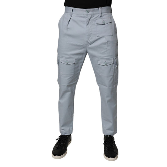 Dolce & Gabbana Light Blue Cotton Cargo Tapered Pants Dolce & Gabbana