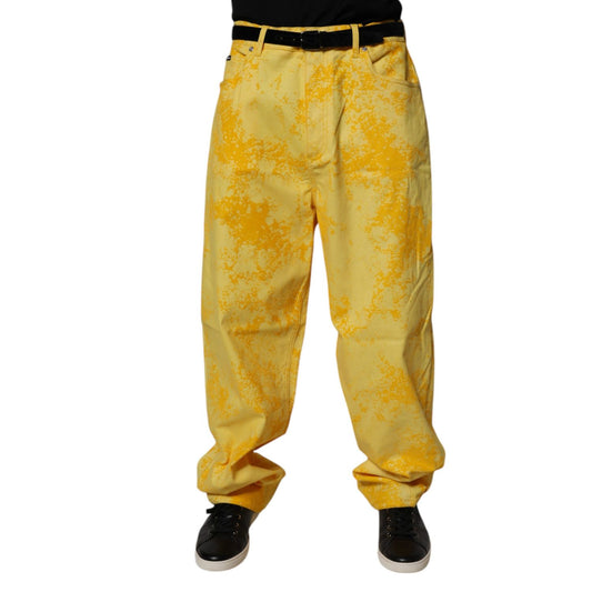 Dolce & Gabbana Yellow Tie Dye Cotton Straight Denim Jeans Dolce & Gabbana