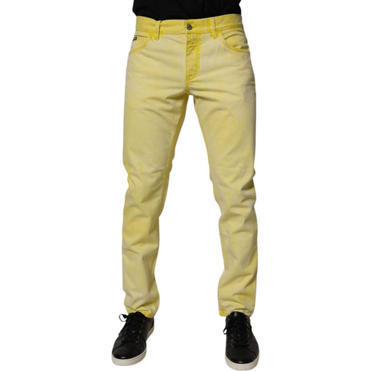 Dolce & Gabbana Yellow Cotton Stretch Skinny Men Denim Jeans Dolce & Gabbana