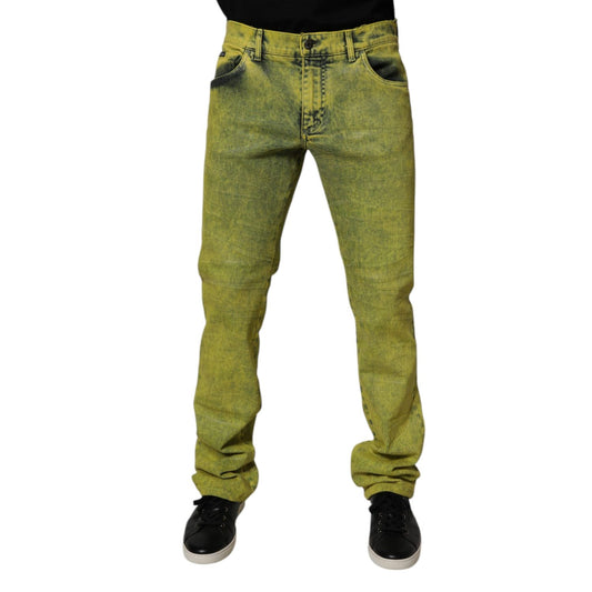 Dolce & Gabbana Yellow Cotton Stretch Skinny Men Denim Jeans Dolce & Gabbana