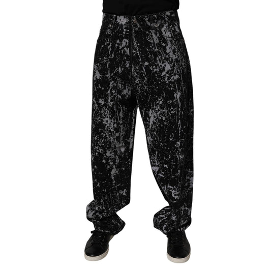 Dolce & Gabbana Black Tie Dye Cotton Straight Men Denim Jeans Dolce & Gabbana