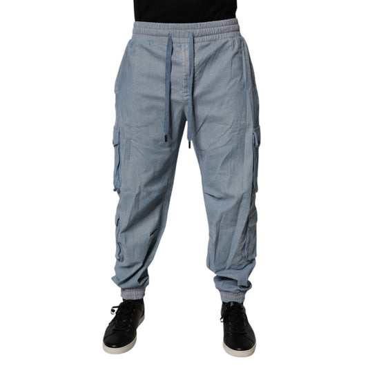 Dolce & Gabbana Light Blue Cotton Jogger Cargo Men Denim Pants Dolce & Gabbana
