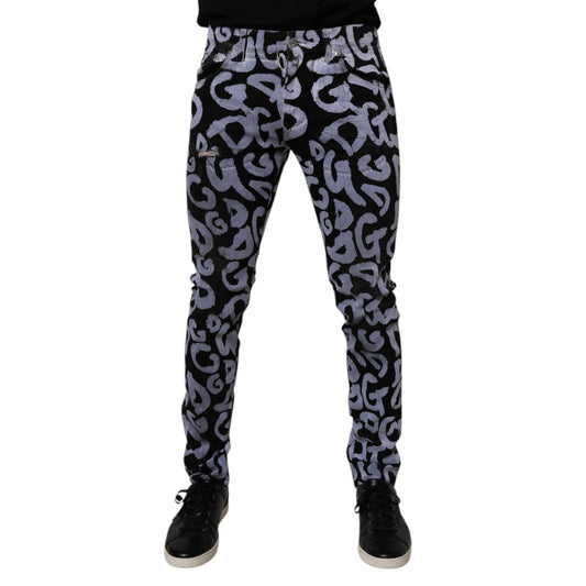 Dolce & Gabbana Black Logo Monogram Cotton Skinny Denim Jeans Dolce & Gabbana