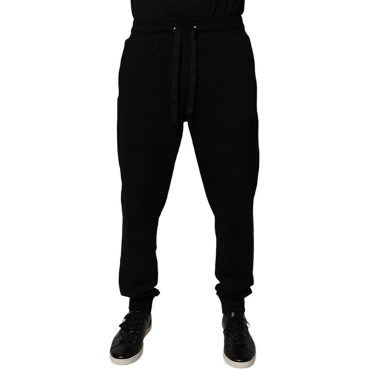 Dolce & Gabbana Black Cotton Mid Waist Jogger Sweatpants Pants Dolce & Gabbana