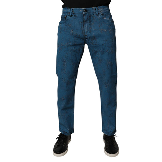 Dolce & Gabbana Blue Tie Dye Cotton Skinny Men Denim Jeans Dolce & Gabbana