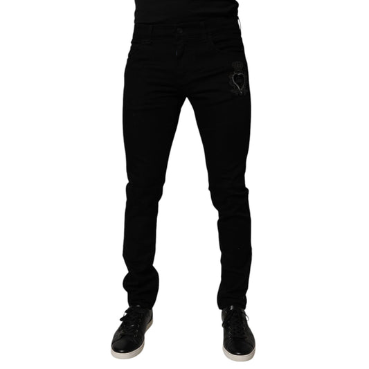 Dolce & Gabbana Black Sacred Heart Cotton Skinny Denim Jeans Dolce & Gabbana