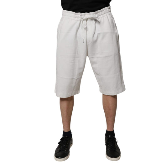 Dolce & Gabbana White Cotton Sweatshorts Men Bermuda Shorts Dolce & Gabbana