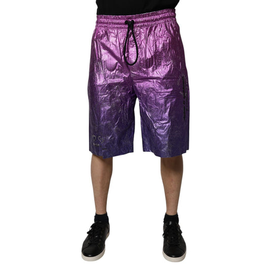 Dolce & Gabbana Metallic Pink Purple Two Tone Bermuda Shorts Dolce & Gabbana