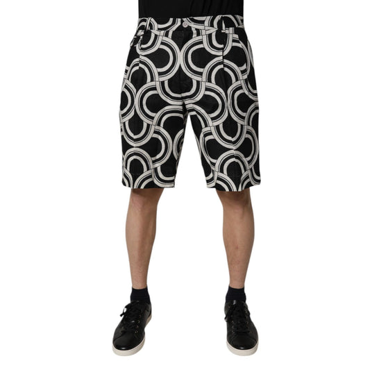 Dolce & Gabbana Black White Linen Bermuda Shorts Dolce & Gabbana