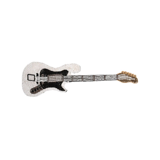 Dolce & Gabbana Gold Brass Logo Beaded Guitar Pin Brooch Dolce & Gabbana