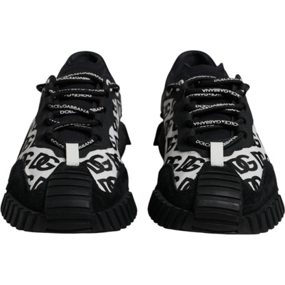 Dolce & Gabbana Black Logo Lace Up Low Top NS1 Sneakers Shoes
