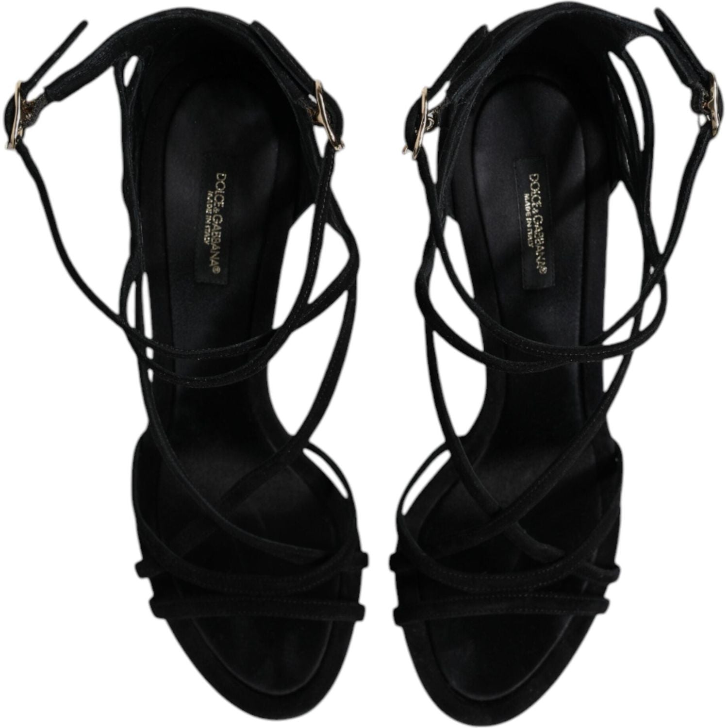 Dolce & Gabbana Black Leather Stiletto Heels Sandals Shoes