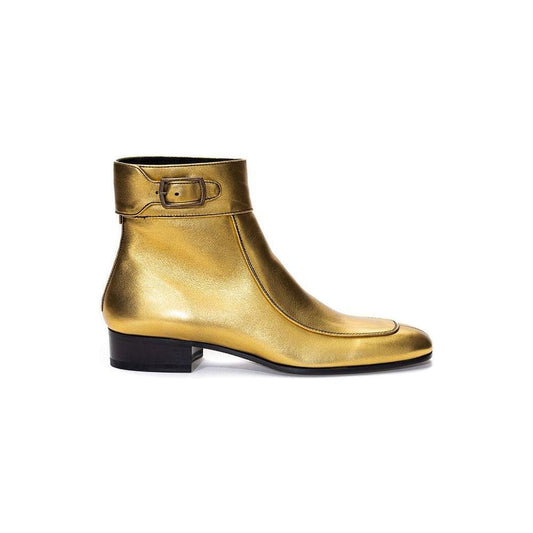 Saint Laurent Gold Leather Ankle Boots Saint Laurent