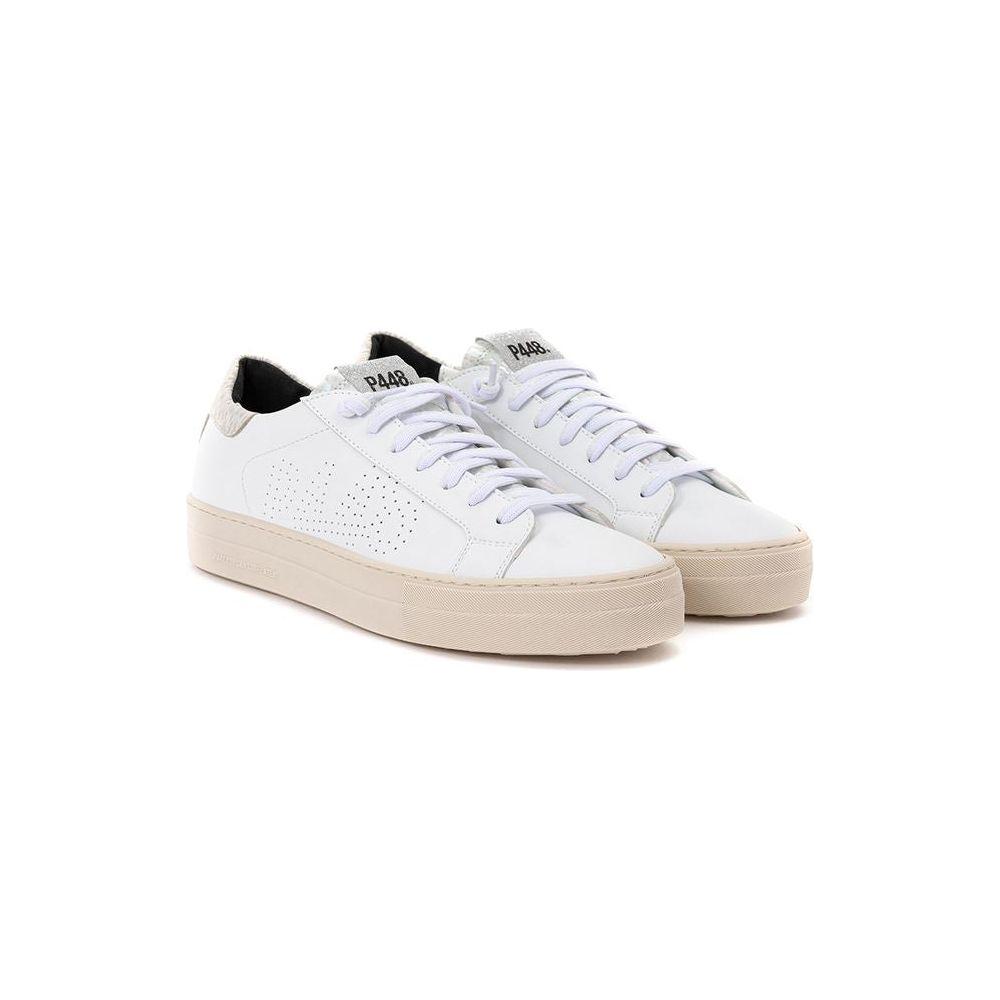 P448 White Leather Low Top Sneakers